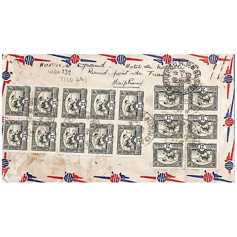 1949 lettre 2 $ 10 Oblitération HAIPHONG * TONKIN *
