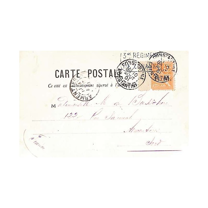 1901 carte postale avec timbre 15 c surchargé FM de France