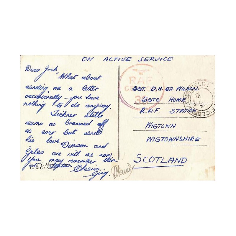 1943 Cachet FIELD POST OFFICE 374 (Alger)