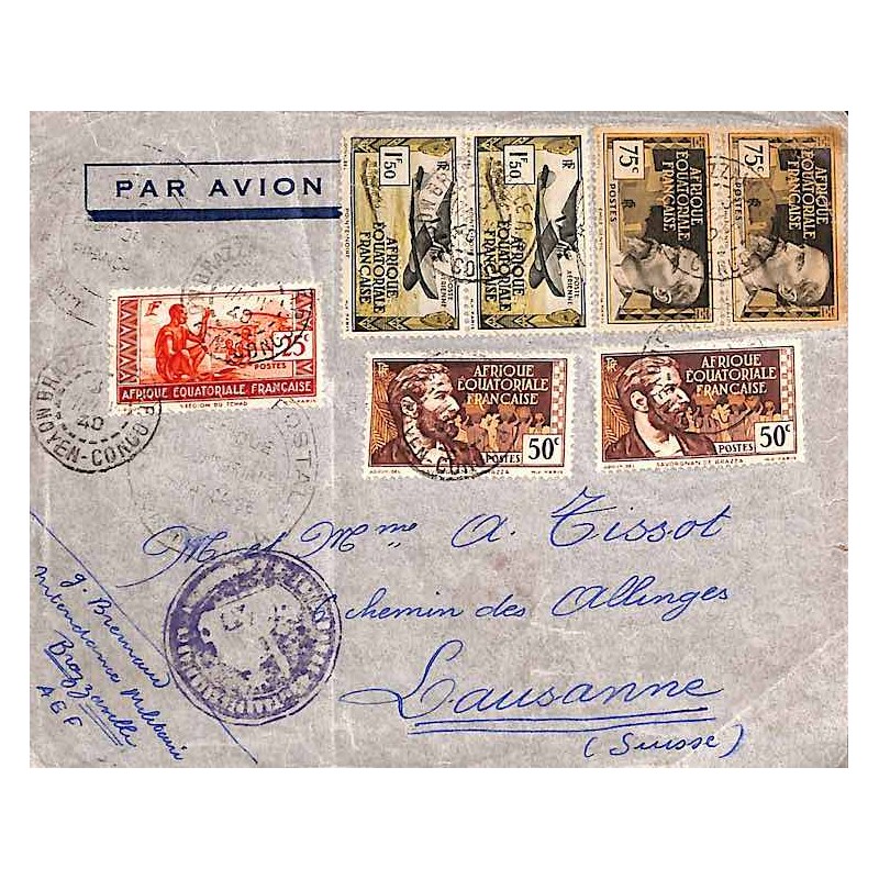 1940 lettre 5 f 75 pour la Suisse