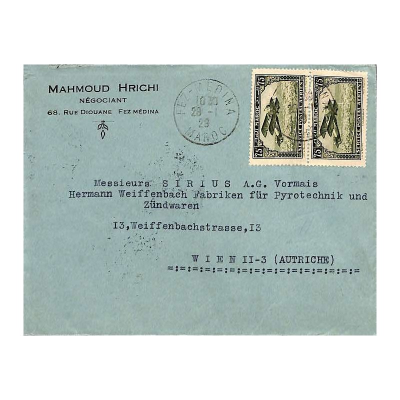 1929 lettre pour l’Autriche Affranchie Maroc 1 F 50