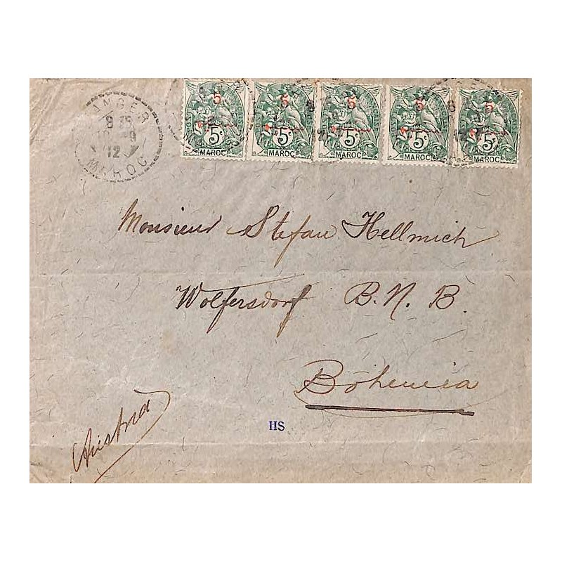 1912 Lettre pour l’Autriche Affranchie Maroc  28 (x5)