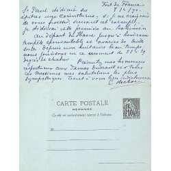 1890 Entier carte postale des colonies générales avec réponse