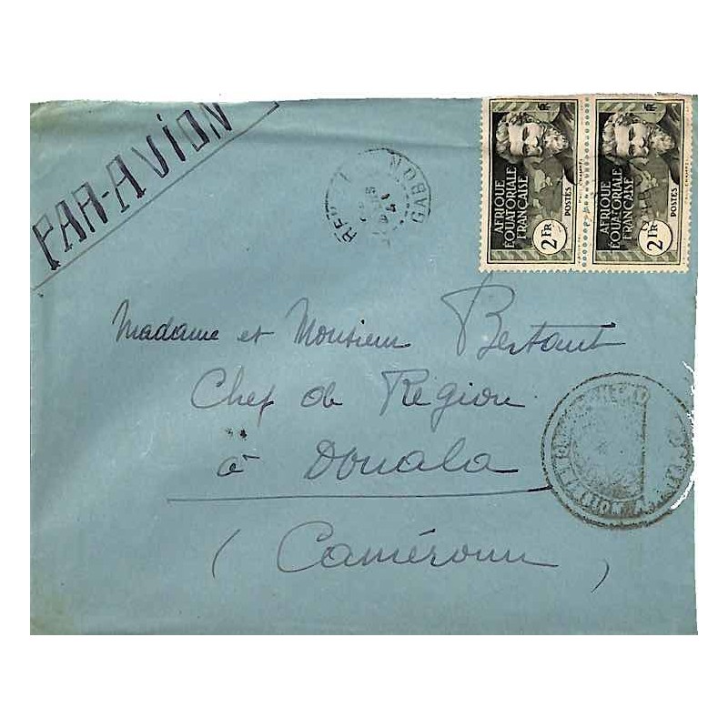 1941 Lettre avion pour Douala Affranchissement 4 f.