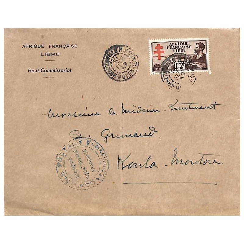 1942 lettre affranchie timbre surcharge Croix-Rouge 155