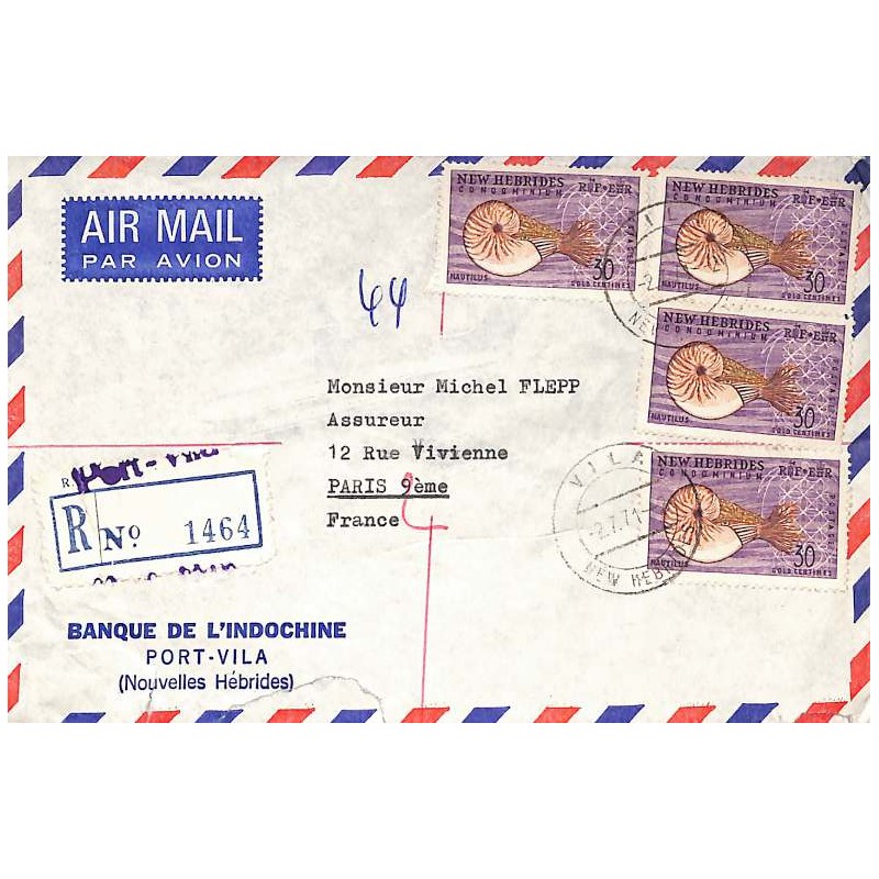 1971 Lettre Oblitération VILA NEW HEBRIDES