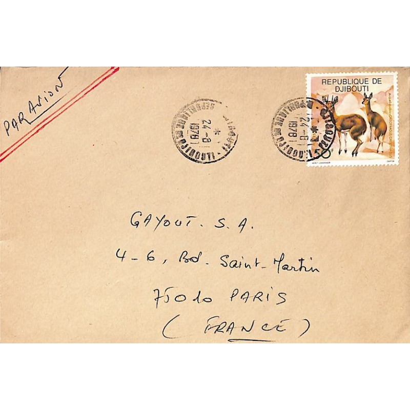1978 Lettre avec timbre 474 (Arqueboudou Oreotragus)
