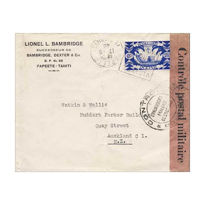 PAPEETE ILE TAHITI Daguin et censure 1943 PAPEETE ILE TAHITI Daguin et censure 1943
