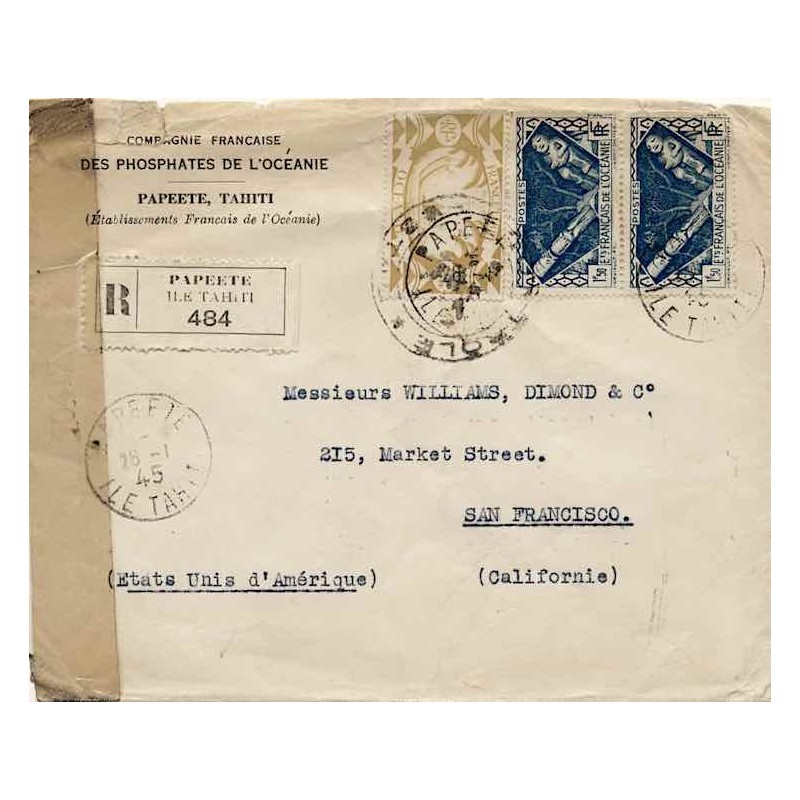 PAPEETE ILE TAHITI pour les USA 1945