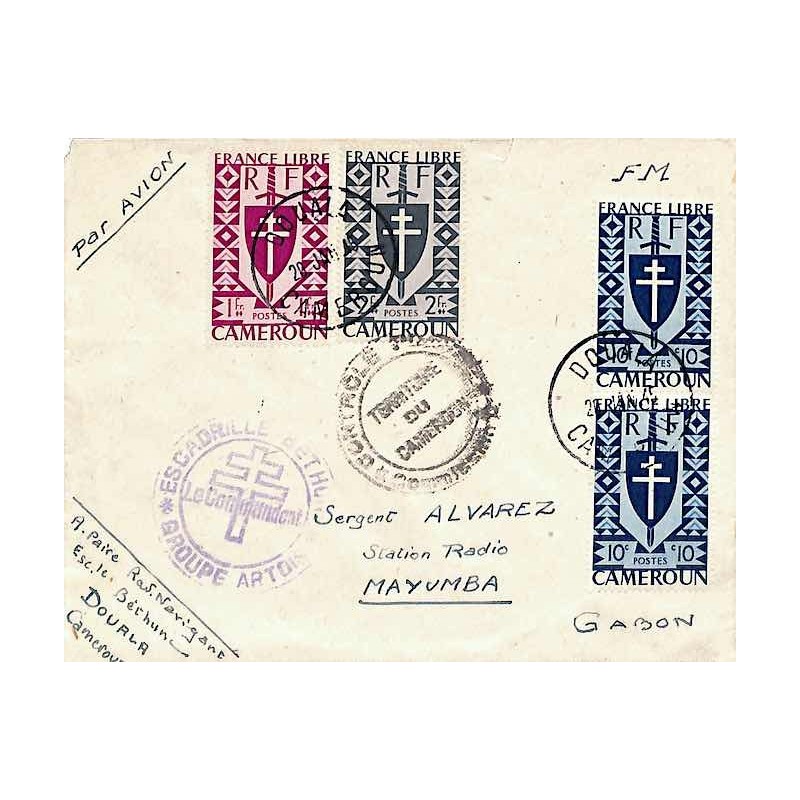 1945 ESCADRILLE BETHUNE * GROUPE ARTOIS *  Le Commandant Cachet violet Croix Lorraine