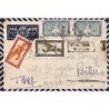 1948 timbres taxe gerbe 33 F au verso de lettre avion d’Indochine à 2 $ 07