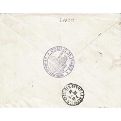 1934  timbre taxe Duval 50 c. sur enveloppe du Consulat de France à terre Neuve