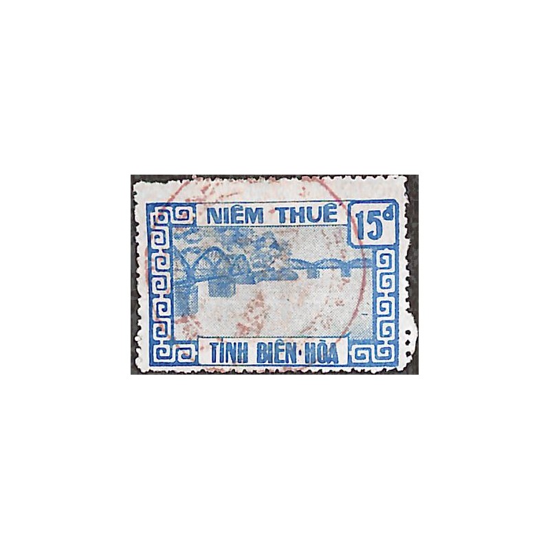 Biên-Hôa timbre fiscal local 15 d. bleu ciel
