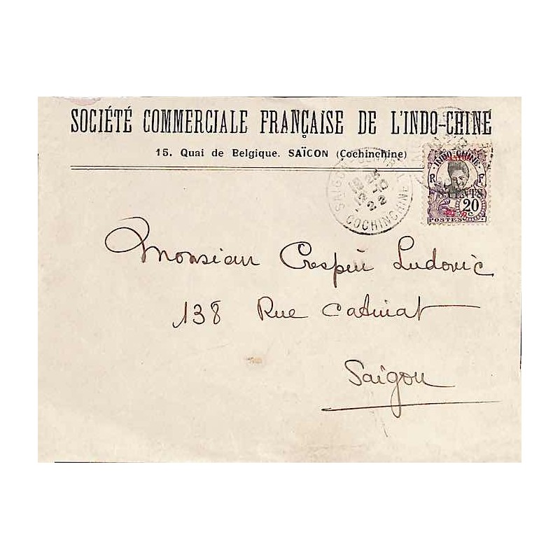 1922 Lettre 8 cents double port local avec Canton 73 (surch 8 c. sur 20 c.)