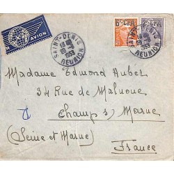 1953 lettre avec Marianne de Gandon 6 F et 2 F  SAINT-DENIS REUNION