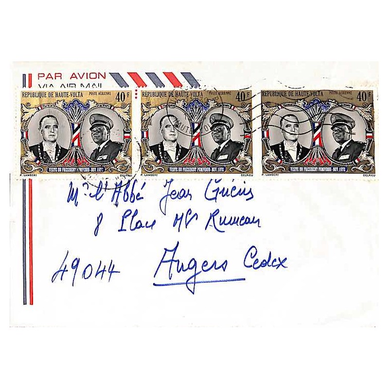1974 Lettre avion timbres Visite du président Pompidou