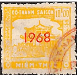 Saigon regional revenue stamp 10 $ pale orange overprint 1968