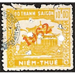 Saigon local revenue stamp 10 $ yellow overprint 1962