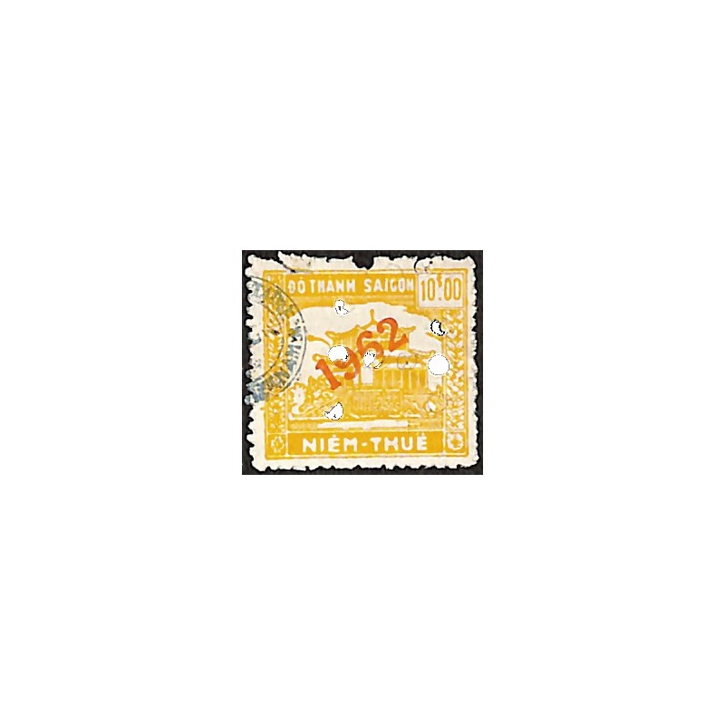 Saigon local revenue stamp 10 $ yellow overprint 1962