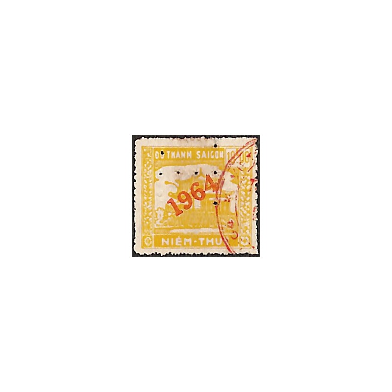 Saigon regional revenue stamp 10 $ yellow overprint 1964
