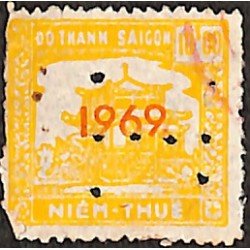 Saigon 1969  surcharge horizontale chiffres minces timbre fiscal 10 $