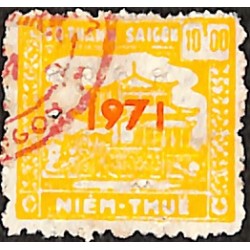 Saigon 1971 surcharge chiffres épais timbre fiscal 10 $