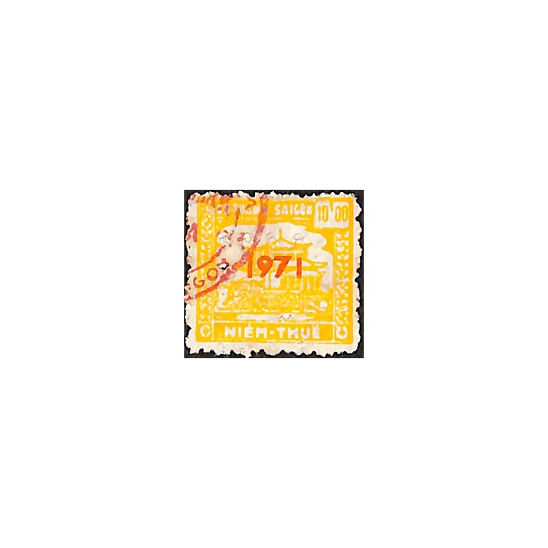 Saigon 1971 surcharge chiffres épais timbre fiscal 10 $