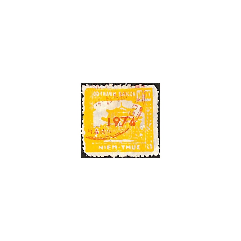 Saigon 1974 surcharge timbre fiscal local 10 $ jaune