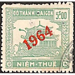 Saigon 1964 surcharge diagonale timbre fiscal  5 $