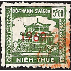 Saigon 1969 surcharge horizontale timbre fiscal 5 $ vert