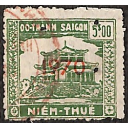 Saigon 1970 surcharge horizontale timbre fiscal 5 $ vert