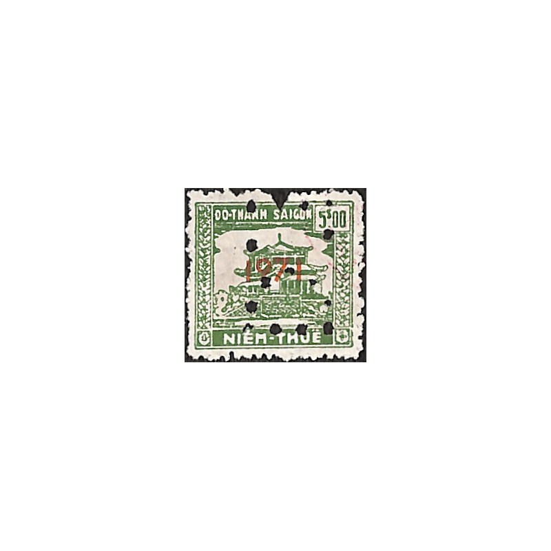 Saigon 1971 surcharge horizontale timbre fiscal 5 $ vert