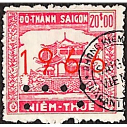 Saigon 1966 surcharge horizontale timbre fiscal local 20 $ lilas