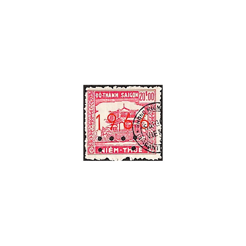 Saigon 1966 surcharge horizontale timbre fiscal local 20 $ lilas