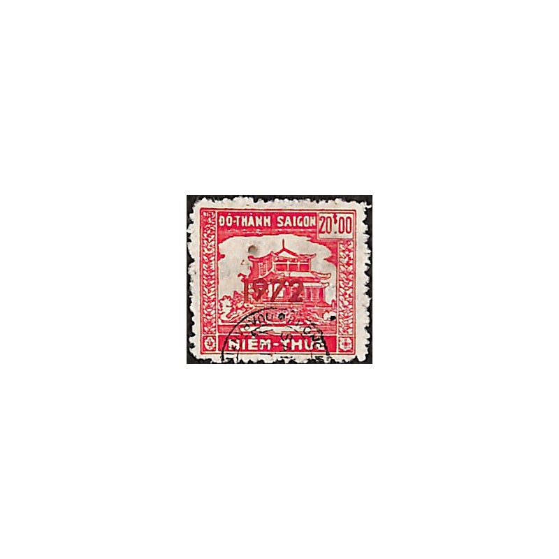 Saigon 1972 surcharge horizontale timbre fiscal local 20 $