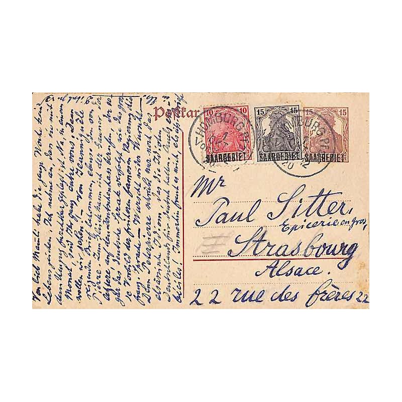 1920 Entier carte postale 10 pf  HOMBURG Pfalz