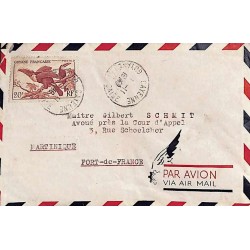 1949 lettre avion pour la Martinique  CAYENNE GUYANE-FRANCAISE (verso léger défaut)