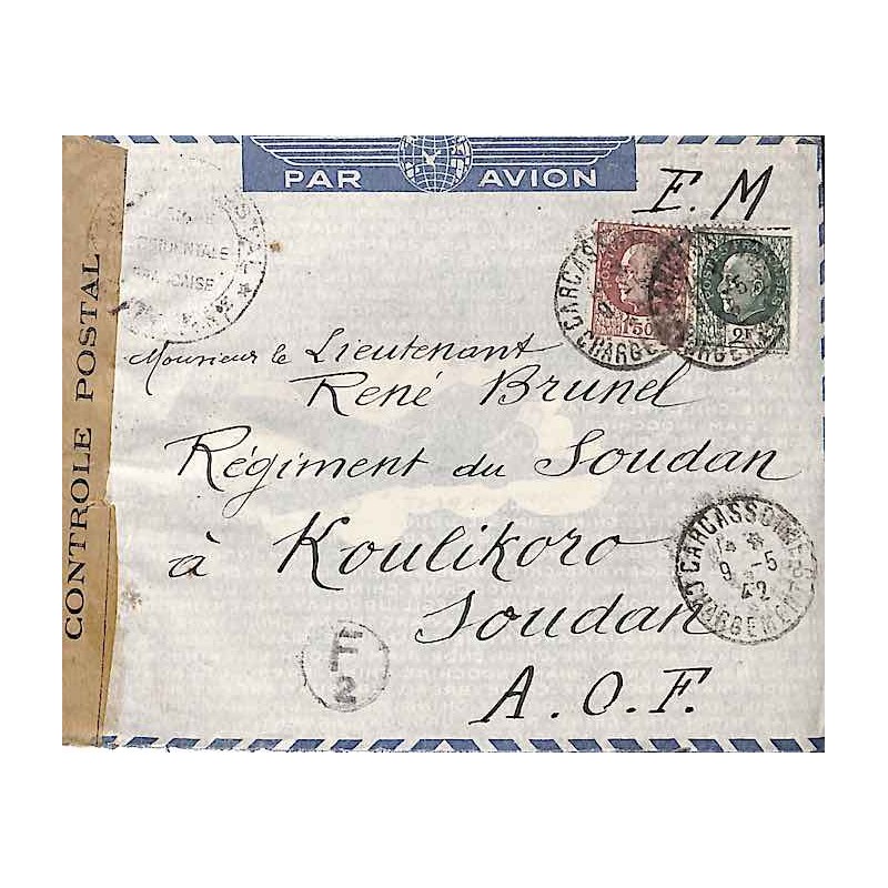 1942 Lettre avion pour Koulikoro avec 3 f 50 Petain